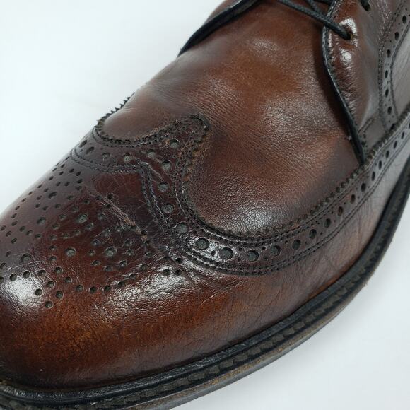 Freeman Free-Flex Mens Size 8.5 D Brown Leather Wingtip Oxford Formal Dress Shoe - Picture 10 of 13